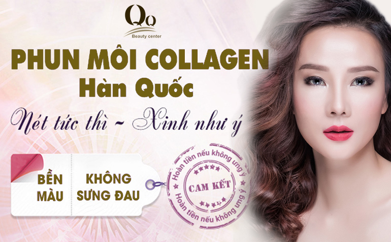 Phun môi Collagen không đau không sưng