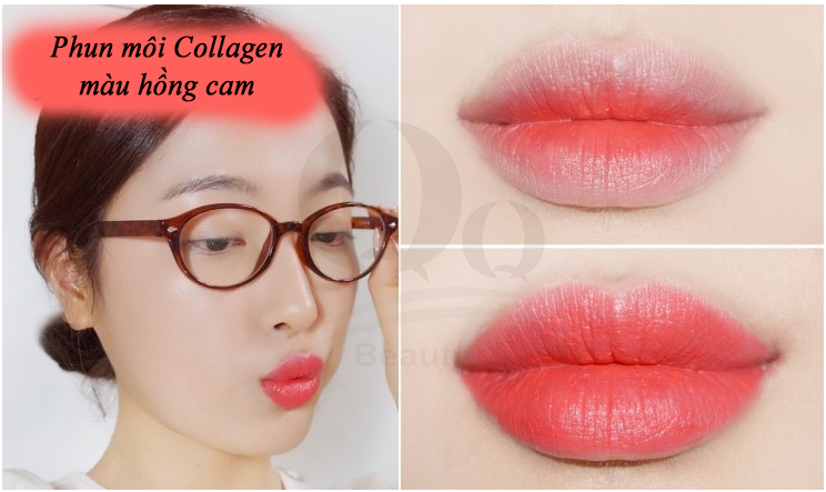 Phun môi Collagen màu Hồng Cam